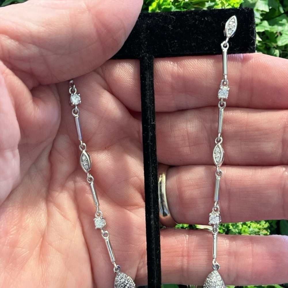 Elegant 925 Silver Drop CZ Earrings